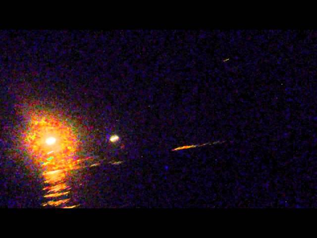 Ship with lights at night