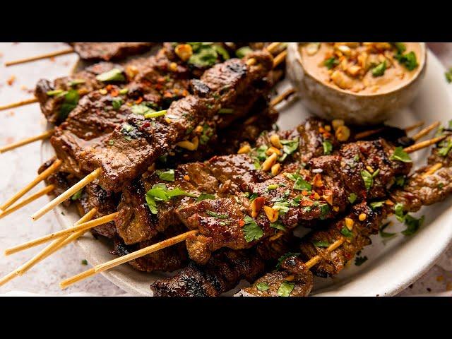 Beef Satay Skewers | The Ultimate Street food made at home!