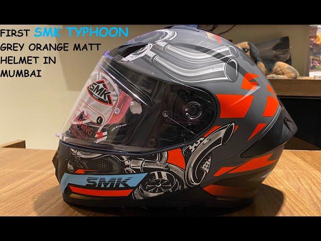 First SMK TYPHOON Grey Orange Matt Helmet In Mumbai smk typhoon helmet