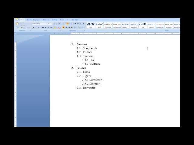 How to create a "Multi-Level List" in MS Word all versions