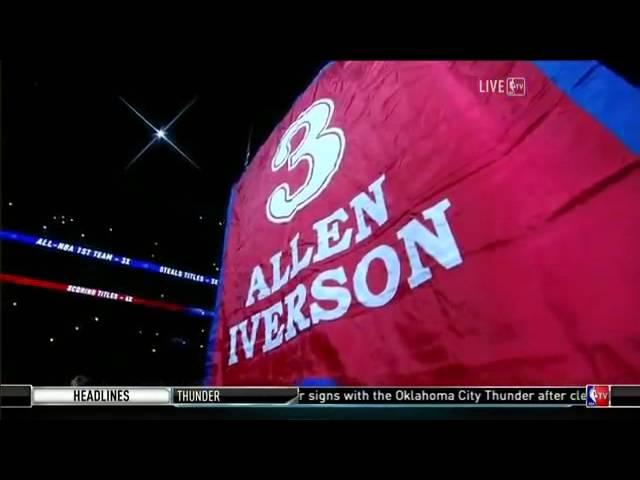 Allen Iverson number 3 jersey retirement ceremony