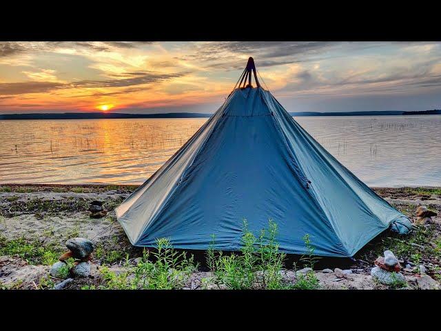 Solo Camping in Tent Campfire Cooking