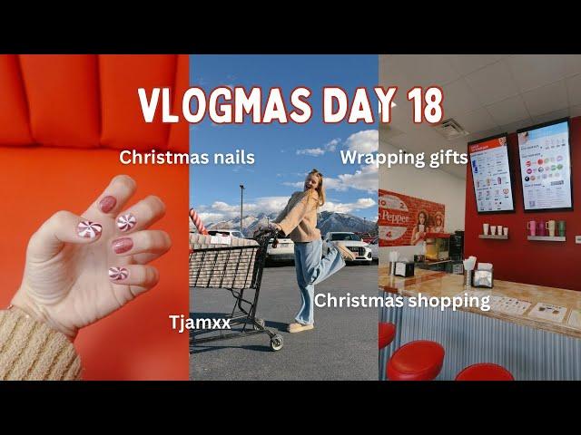 VLOGMAS DAY 18, Christmas nails, shopping, wrapping gifts, giveaway winner!!