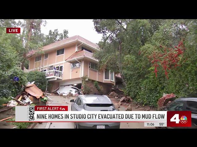 Homes and cars damaged in Studio City debris flow as winter storm pummels Southern California