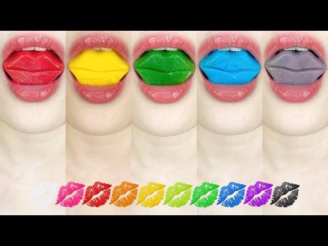 asmr EMOJI FOOD COLORFUL WATER LIPS ICE MUKBANG 얼음 먹방 eating sounds