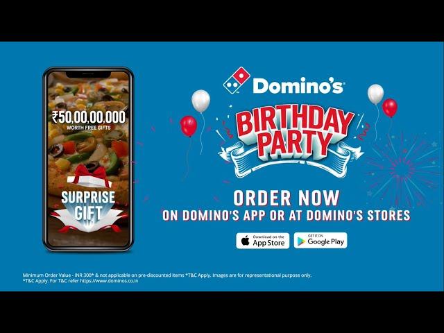 Domino's Biggest Birthday Party Ever! Free Gifts Worth ₹50 crores!