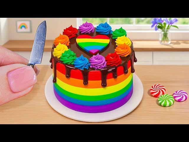 Mini Rainbow Cake Recipe With Chocolate | Stunning Rainbow Cake Decoration Ideas