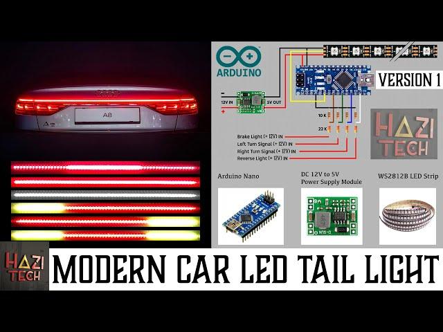 DIY Modern LED Car Tail Light With Dynamic Indicators and DRL | Audi Style | Arduino