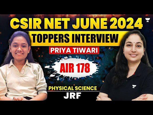 CSIR NET June 2024 Physics Topper | Priya Tiwari JRF AIR-178 | CSIR NET 2024 Results