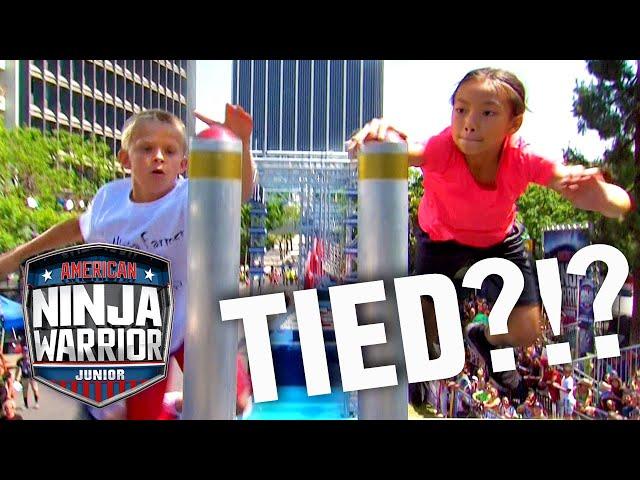 7 Times Ninjas ALMOST TIED by .000001 of a Second!  | American Ninja Warrior Junior