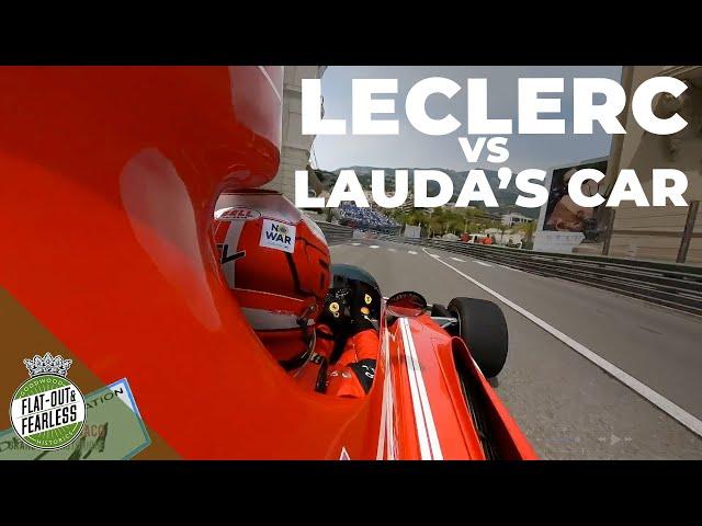 Leclerc races Lauda's Ferrari 312B3 around Monaco