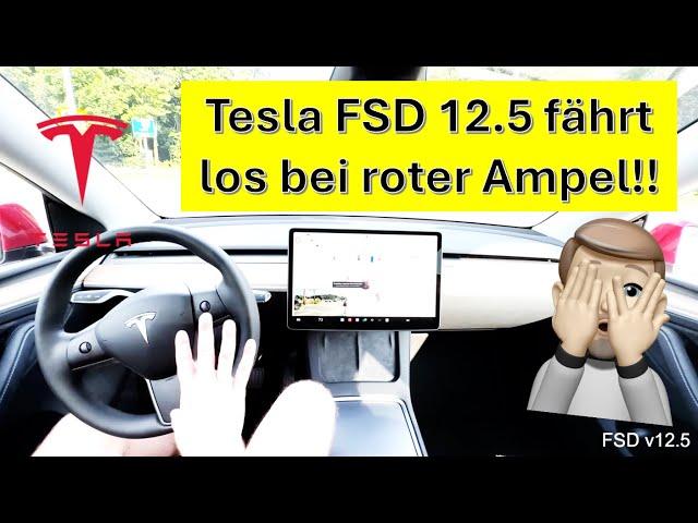 Tesla FSD 12.5 (Supervised) fährt bei roter Ampel los! ‍️