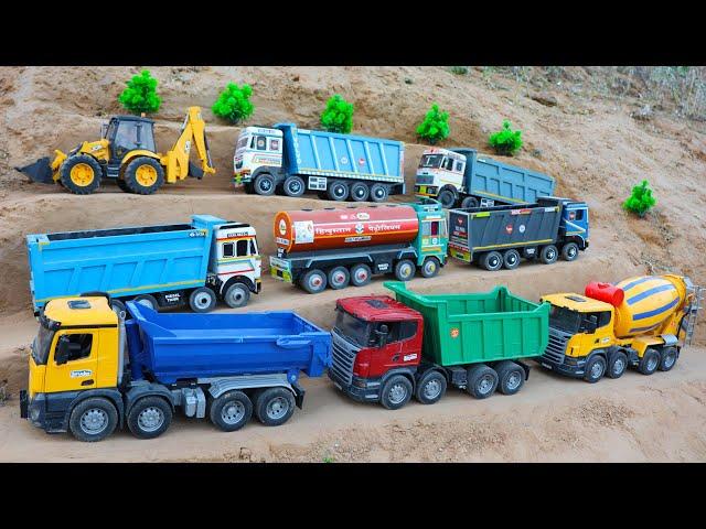 JCB 5cx Backhoe and Tata tipper truck 2518 dump Truck parking video | jcb cartoon video