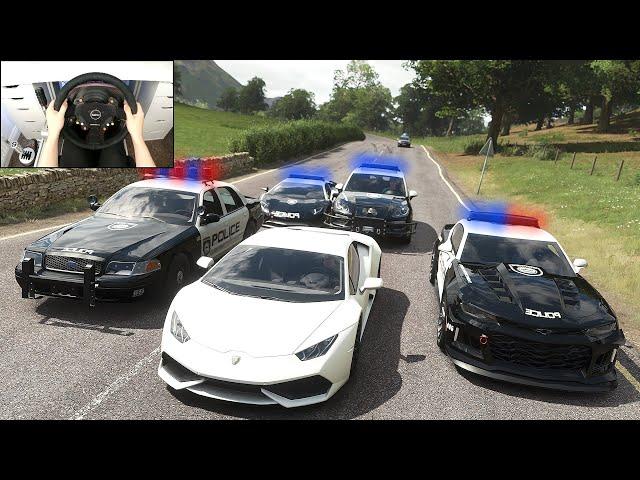 Stealing Lamborghini Huracan + Police Chase - Forza Horizon 4 (Steering Wheel + Shifter) Gameplay