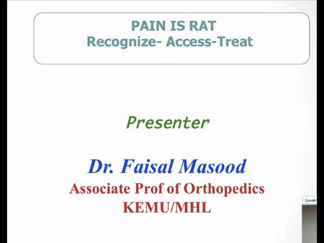 Acute and Chronic Pain Management by Dr  Faisal Masood