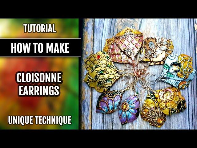 How to make: Romantic Earrings. Faux Cloisonné. Polymer Clay.