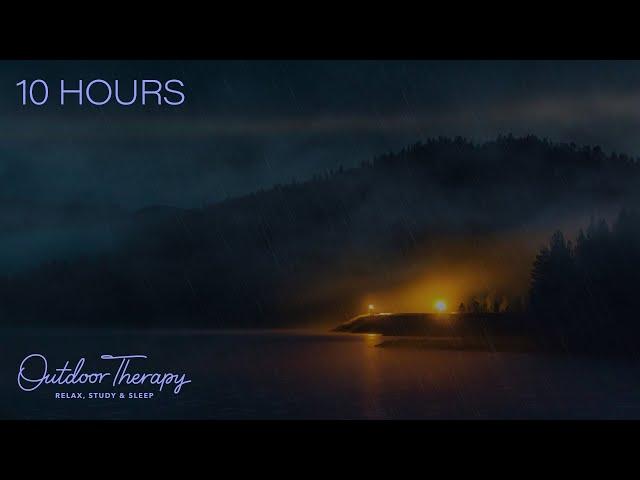 Moody Stormy Night on the Lake for Sleeping | Soothing Thunder and Rain Sounds Ambience | 10 HOURS