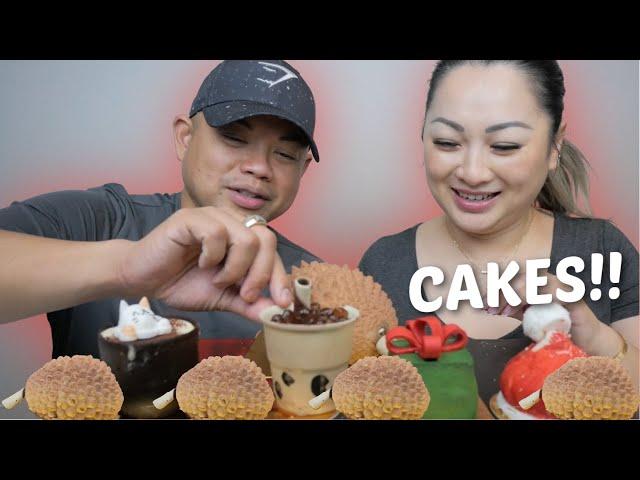 Mini Cakes Taste TEST *Giant Durian Cake, Present, Santa and Boba Mini Cakes | N.E Let's Eat