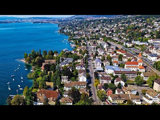 Drone Views of Switzerland in 4k: Küsnacht - Lake Zurich to Limberg