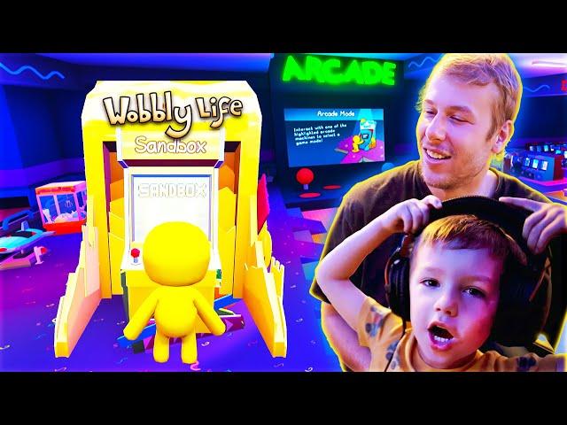 A day at the ARCADE with my Dad! Wobbly Life Gameplay.