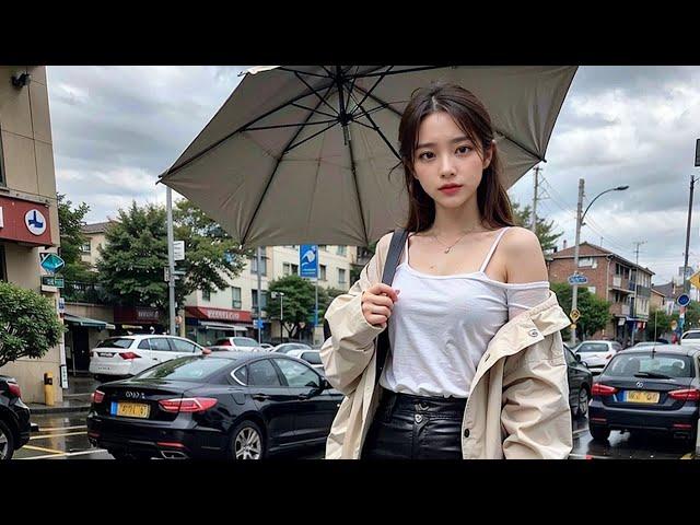 [4K] AI Lookbook | Rainy day, come with me... | #ai #lookbook#Beautiful