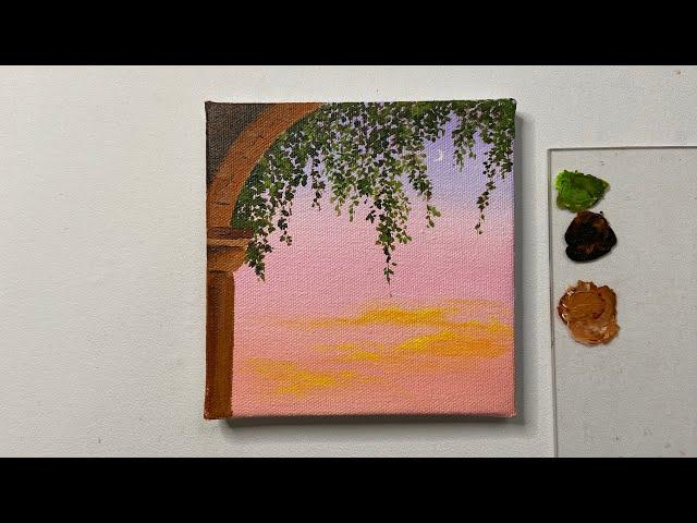 Sunset painting for beginners/acrylic painting for beginners tutorial/step by step painting