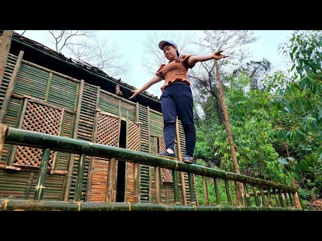 EP10 complete the main lobby railing.bushcraft bamboo house construction #bushcraft #bamboo #camping