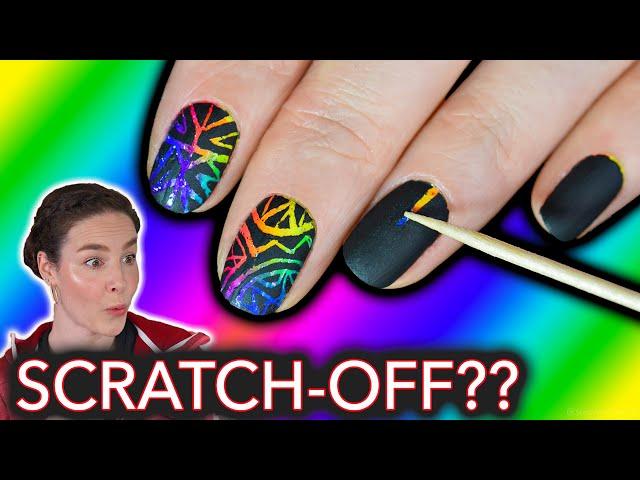 Rainbow Scratch-Off Nails (stress-relieving nail art search)