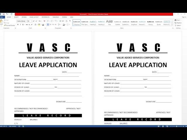 How To Make Leave Application on MS Word hindi