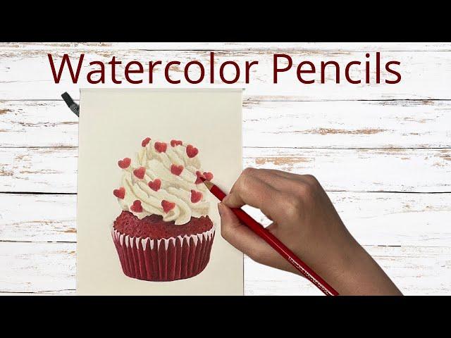 How To Draw A Realistic Valentine's Day Cupcake | Real Time Tutorial | Watercolor Pencils Part 1