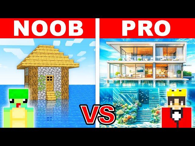 NOOB vs PRO: MODERN HOUSE ON WATER Build Challenge in Minecraft!