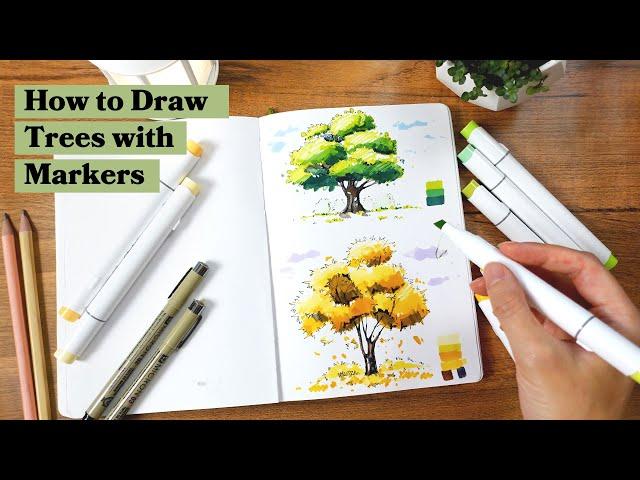 How to Draw Trees with Markers | Tutorial 1