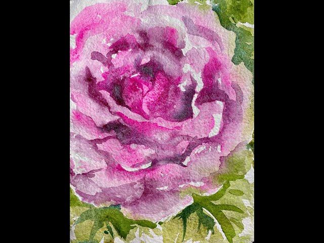 Painting a rose on handmade watercolor paper