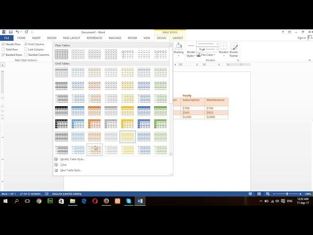 How to make custom table styles in Microsoft Word