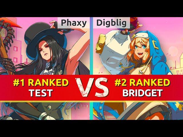 GGST ▰ Phaxy (#1 Ranked Testament) vs Digblig (#2 Ranked Bridget). High Level Gameplay