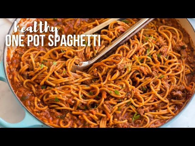 ONE POT Spaghetti and Meat Sauce made healthier! | The Recipe Rebel