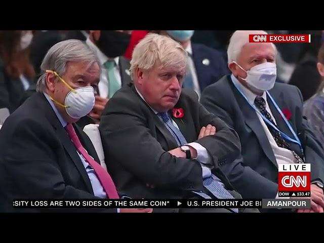 Boris Johnson fails to defend not wearing a mask at #COP26 