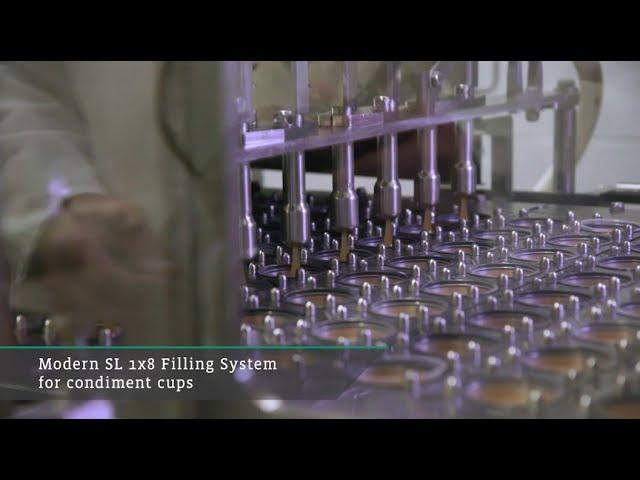 SL1x8 Cup Filler and Sealer with Case Packing System | Modern Packaging
