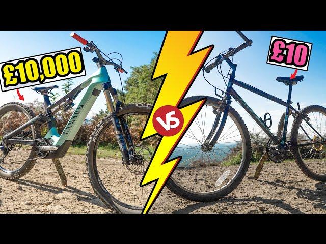 £10 MTB VS £10000 MOUNTAIN BIKE!