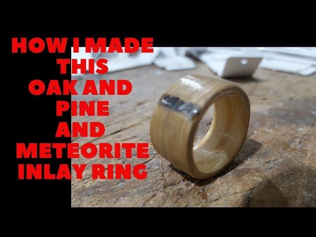 how i made a oak bentwood ring with a black tektite meteorite stone inlay