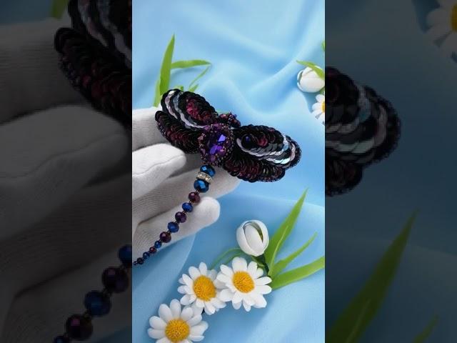 Dragonfly brooch/ Фиолетовая брошь стрекоза/ Crystal brooch/ Purple brooch