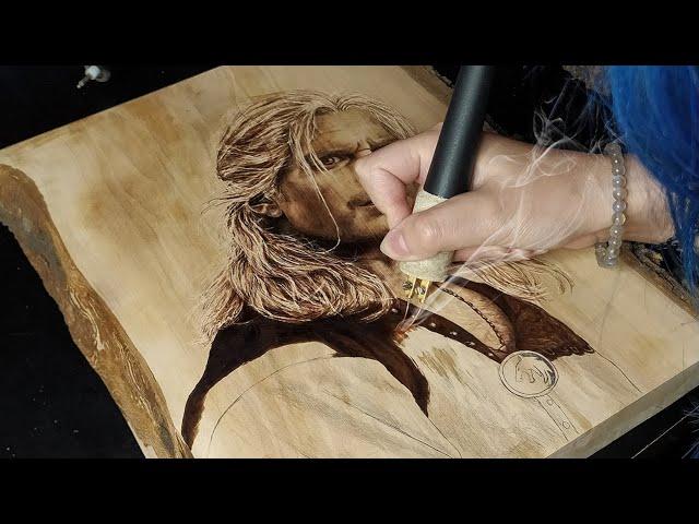 The Witcher  | Pyrography (Wood burning) Portrait TIME - LAPSE