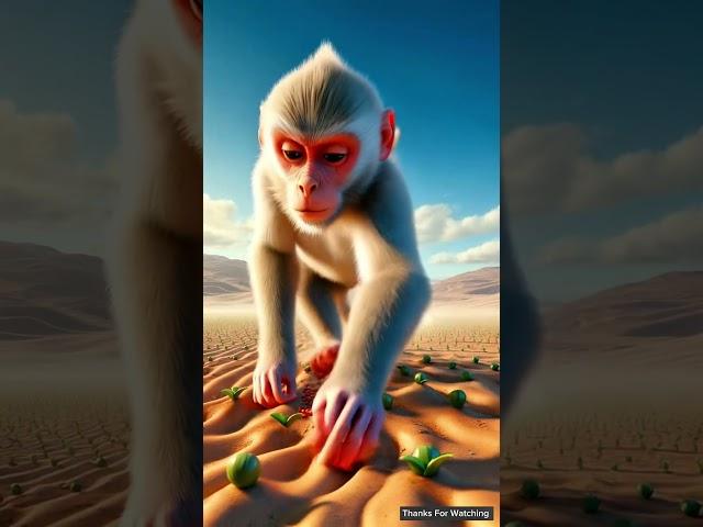 Monkey lived in the desert and the monkey found a water tank  #ai #monkey #desert #shorts