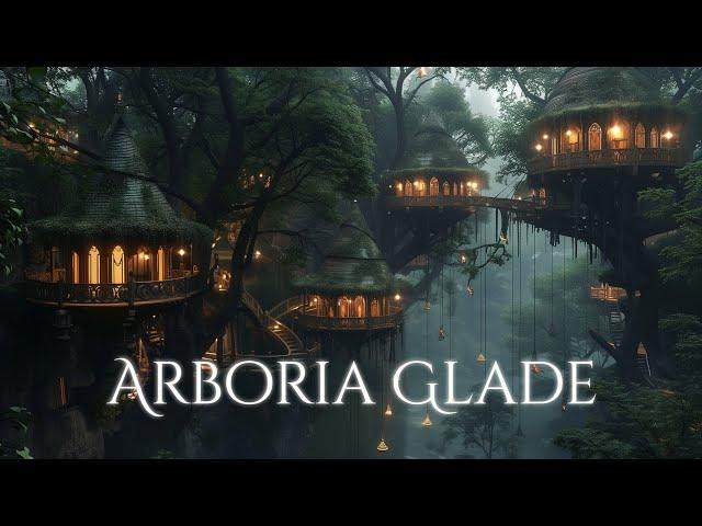 Arboria Glade Ambiance and Music | quiet treehouse village in the evening with fantasy music