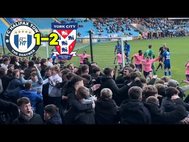 PYROS + PITCH INVASION IN THRILLING YORKSHIRE DERBY - Halifax Town 1-2 York City