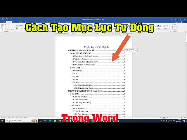 Cách tạo mục lục tự động trong word chi tiết dễ hiểu