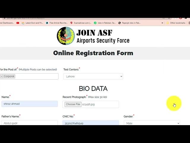 ASF Online Registration Form 2022   How To Apply Online In ASF Jobs 2022    ASF Online Apply 2022