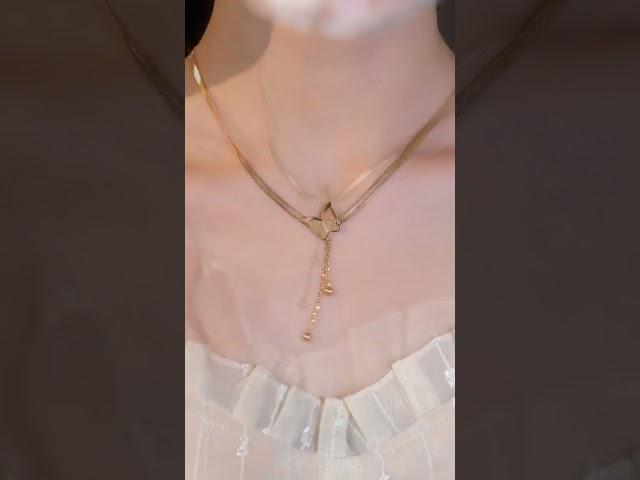 Super good-looking butterfly tassel necklace超好看的蝴蝶流苏项链，戴上真的绝了！气质温柔又百搭！