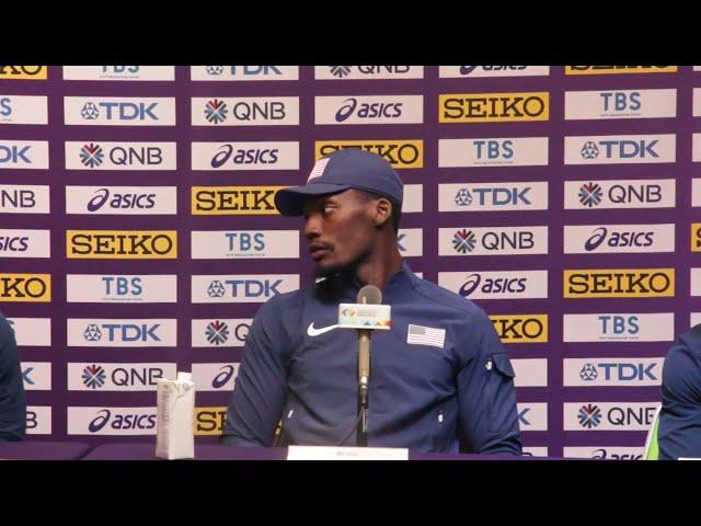 WORLD ATHLETICS CHAMPIONSHIPS FRED KERLEY, MARVIN BRACY, AND TRAYVON BROMELL PRESS CONFERENCE