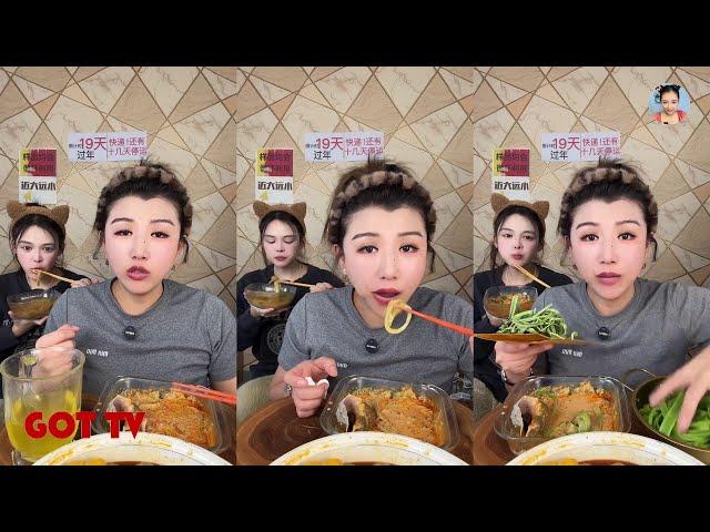 【XiaoYu ASMR】대창 동파육 새우 족발 중국 먹방 샤오위 실시간라이브편집。CHINESE FOOD。100125。2